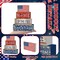 4 Pcs Patriotic Tiered Tray Decorations Set, 4th of July Table Sign Memorial Day Farmhouse Red White Blue Rustic Wooden Block Stack Sign for Home Fireplace Mantel (Flag)